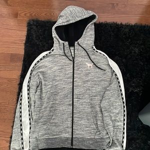 PINK gray sparkly zip up hoodie